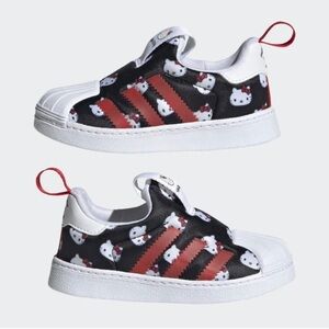 Adidas Kids Hello Kitty Superstar 360 Black White Red Sneakers GY9214 Size 5K